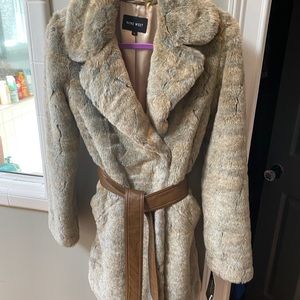 Faux Fur Nine West Designer Dress Coat